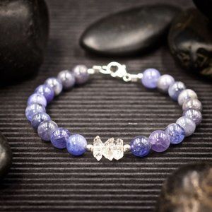 Tanzanite and Herkimer Diamond Bracelet - Handmade to Order